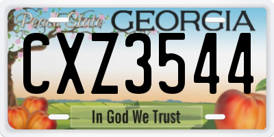 GA license plate CXZ3544