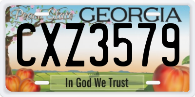 GA license plate CXZ3579