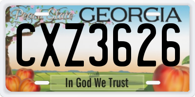 GA license plate CXZ3626