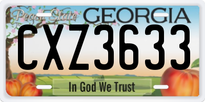 GA license plate CXZ3633