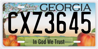 GA license plate CXZ3645