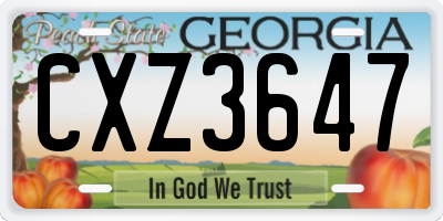 GA license plate CXZ3647