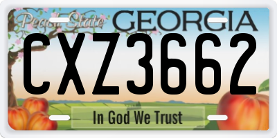 GA license plate CXZ3662