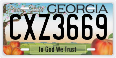 GA license plate CXZ3669
