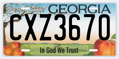 GA license plate CXZ3670