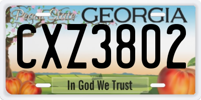 GA license plate CXZ3802
