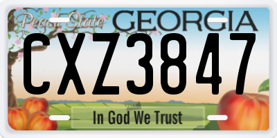 GA license plate CXZ3847