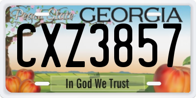 GA license plate CXZ3857