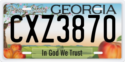 GA license plate CXZ3870