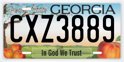 GA license plate CXZ3889