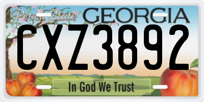 GA license plate CXZ3892