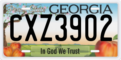 GA license plate CXZ3902