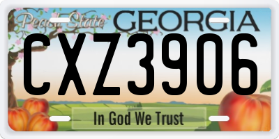 GA license plate CXZ3906