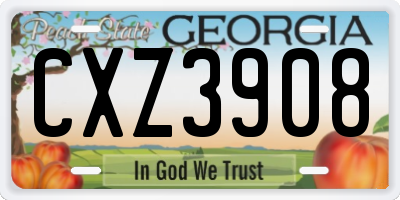 GA license plate CXZ3908
