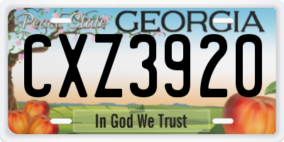 GA license plate CXZ3920
