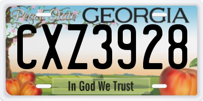 GA license plate CXZ3928