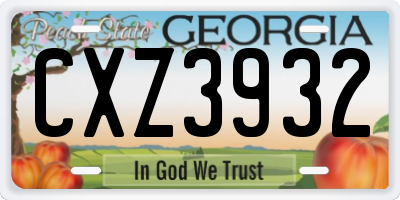GA license plate CXZ3932