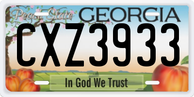 GA license plate CXZ3933