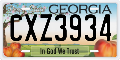 GA license plate CXZ3934