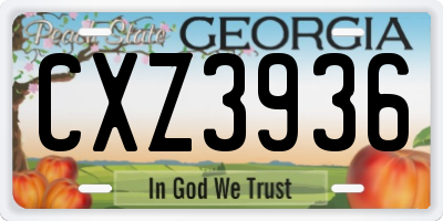 GA license plate CXZ3936