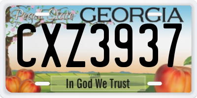 GA license plate CXZ3937