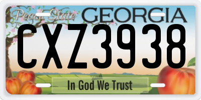 GA license plate CXZ3938