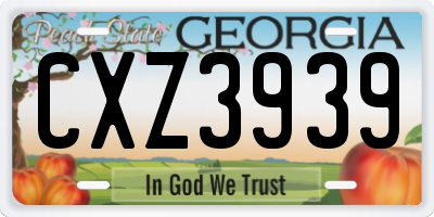 GA license plate CXZ3939