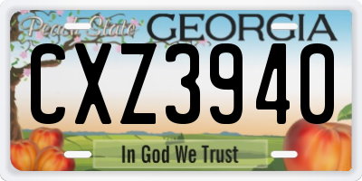 GA license plate CXZ3940