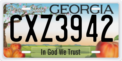 GA license plate CXZ3942