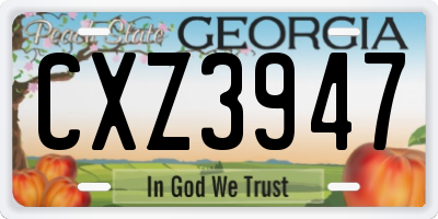 GA license plate CXZ3947