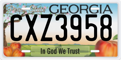 GA license plate CXZ3958