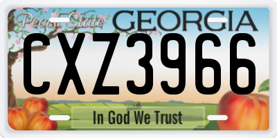 GA license plate CXZ3966