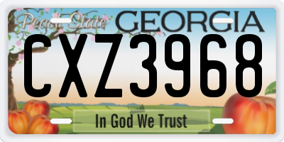 GA license plate CXZ3968