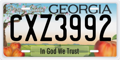 GA license plate CXZ3992