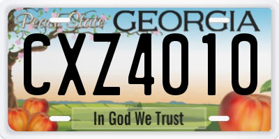 GA license plate CXZ4010