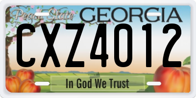 GA license plate CXZ4012