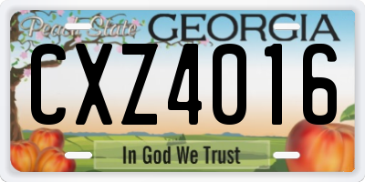 GA license plate CXZ4016