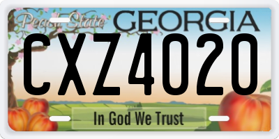 GA license plate CXZ4020
