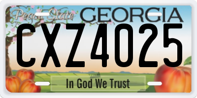 GA license plate CXZ4025
