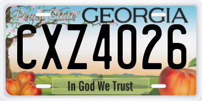 GA license plate CXZ4026