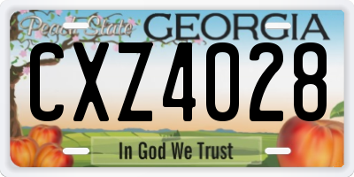 GA license plate CXZ4028