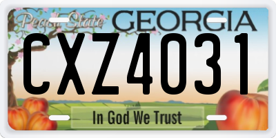 GA license plate CXZ4031