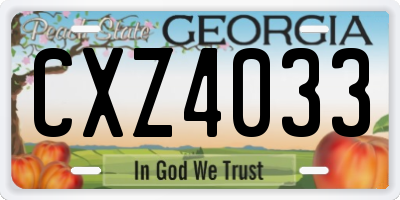 GA license plate CXZ4033