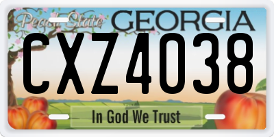 GA license plate CXZ4038