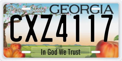 GA license plate CXZ4117