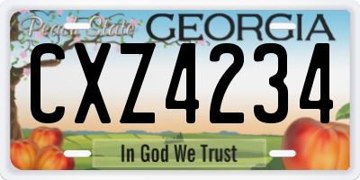 GA license plate CXZ4234