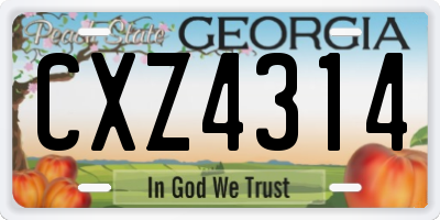 GA license plate CXZ4314