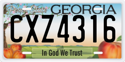 GA license plate CXZ4316