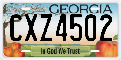 GA license plate CXZ4502