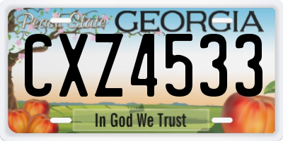 GA license plate CXZ4533
